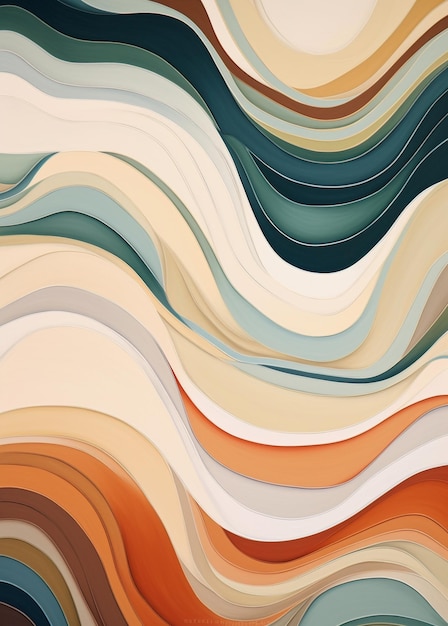 abstract painting of a wavy pattern of orange generative ai