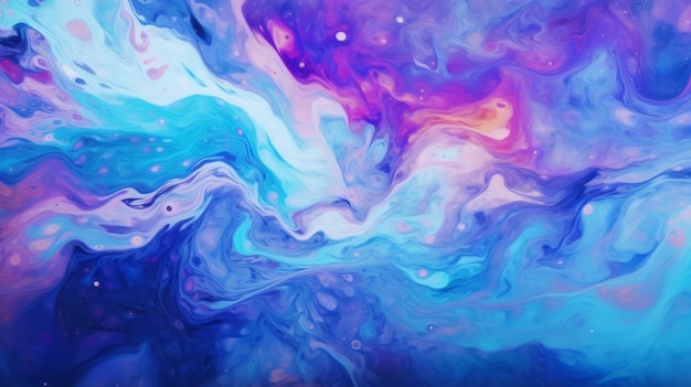 An abstract painting with blue and purple colors