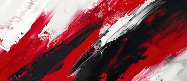 Photo abstract painting with bold red white and black brush strokes