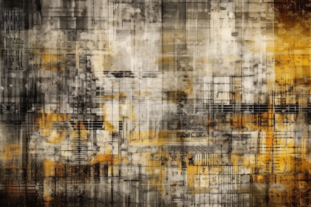 An abstract painting with bold yellow and black colors Generative AI