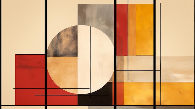 an abstract painting with a circle in the center