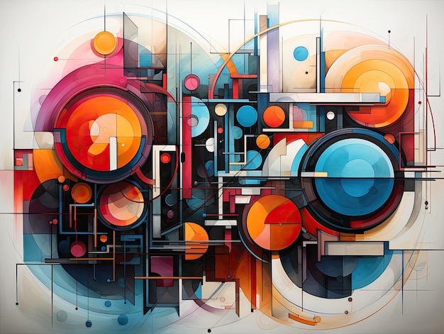 An abstract painting with circles and shapes Generative AI
