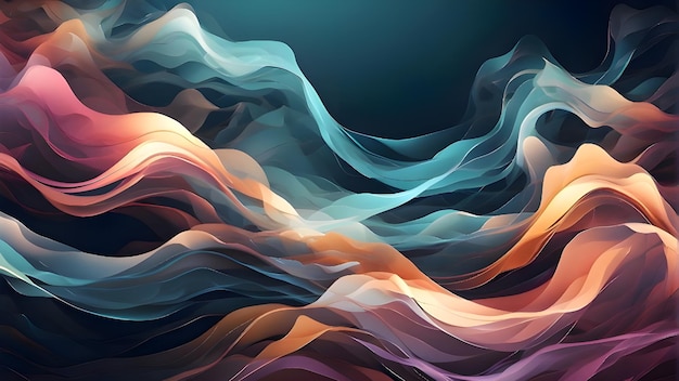 Photo abstract painting with colorful lines and the colors of the waves