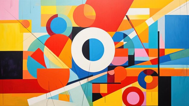 An abstract painting with colorful shapes and lines ai