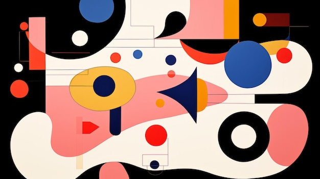 an abstract painting with colorful shapes and shapes