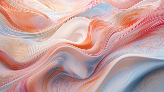 abstract painting with colorful streaming waves