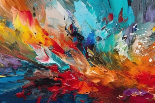 An abstract painting with many colors of paint generative AI