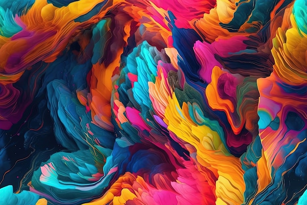 Abstract Painting with Multicolored Brush Strokes Generative AI