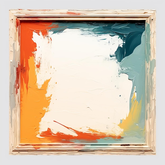 Photo an abstract painting with orange blue and green paint