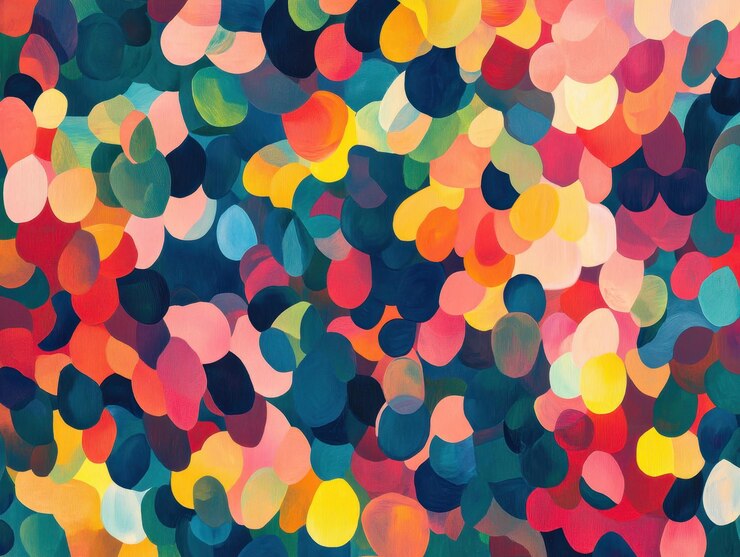 Photo abstract painting with overlapping colorful circles