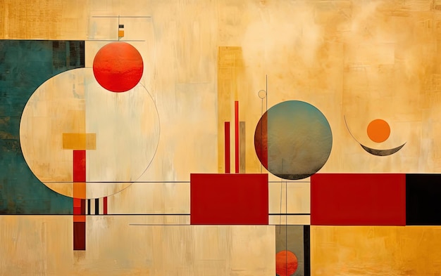 a abstract painting with red ball