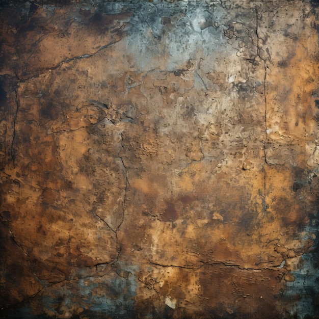 Abstract painting with a rough texture and a blue cracked surface