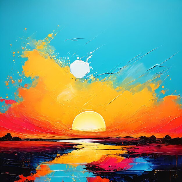 abstract painting with sun