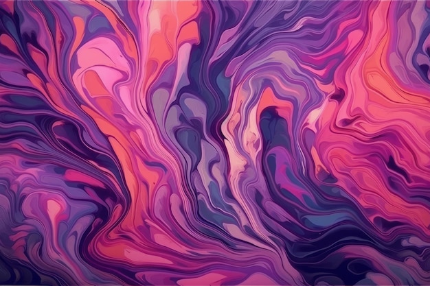 An abstract painting with swirling shades of purple pink and blue