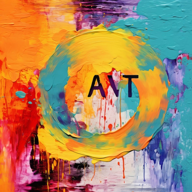 an abstract painting with the word ant on it