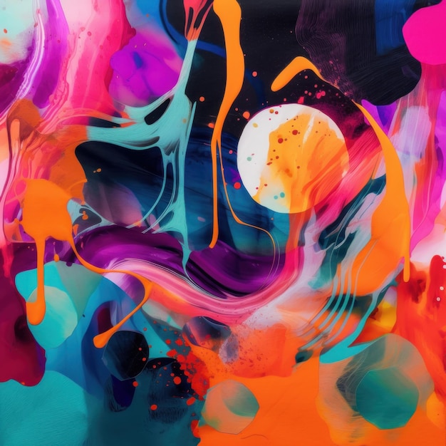 An abstract painting of a woman in a colorful dress generative ai image