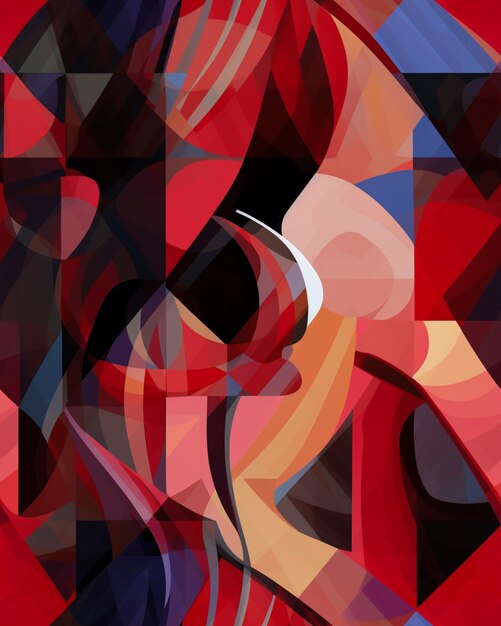 abstract painting of a woman with a red hat and a red dress generative ai