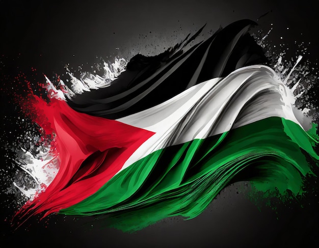 Photo abstract palestine flag on the black background