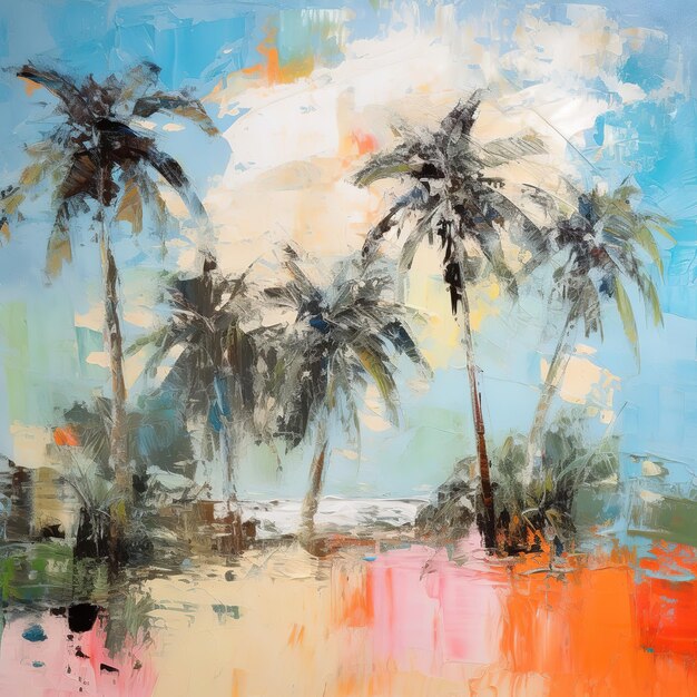 Abstract palm tree painting