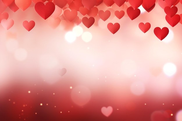 Абстрактный панорамный фон с красными сердцами