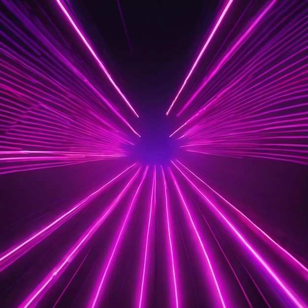 Abstract panoramic neon background bright purple violet pink lines glowing in ultraviolet light