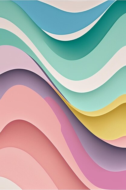 abstract paper cut waves background with pastel colors generative ai