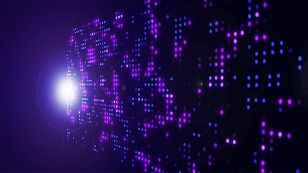 Abstract particle blur wave background blu e viola su futuri