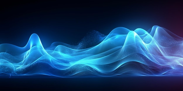 Фото Абстрактная волна частиц голубой цвет волны текущие частицы