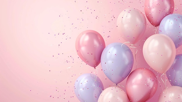 Абстрактная вечеринка с воздушными шарами на розовом фоне