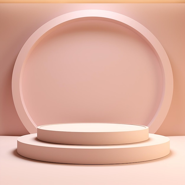 Abstract pastel 3D room with realistic cream cylinder pedestal podium shadow overlay