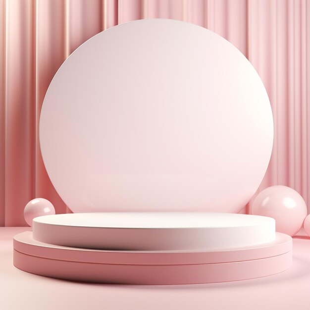 Abstract pastel 3D room with realistic cream cylinder pedestal podium shadow overlay