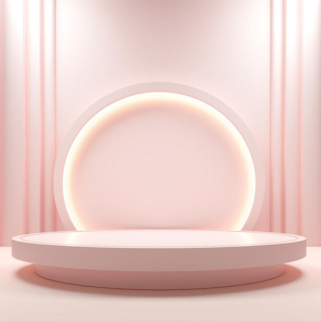 Abstract pastel 3D room with realistic cream cylinder pedestal podium shadow overlay