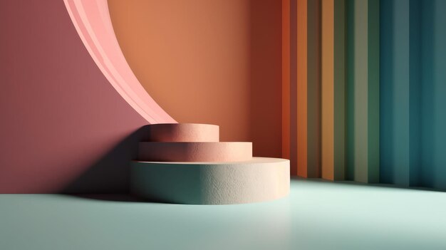 Abstract pastel background podium with shadow Al generated