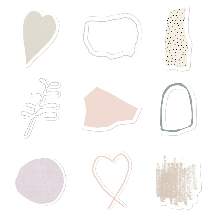 Photo abstract pastel badge sticker set transparent png