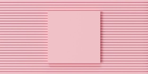 Abstract pastel color background. 3d render of pink photo frame mockup template.