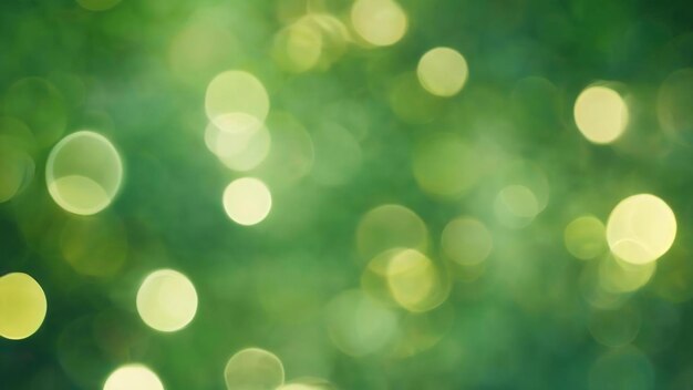 Abstract pastel green bokeh with light circles of defocused blur