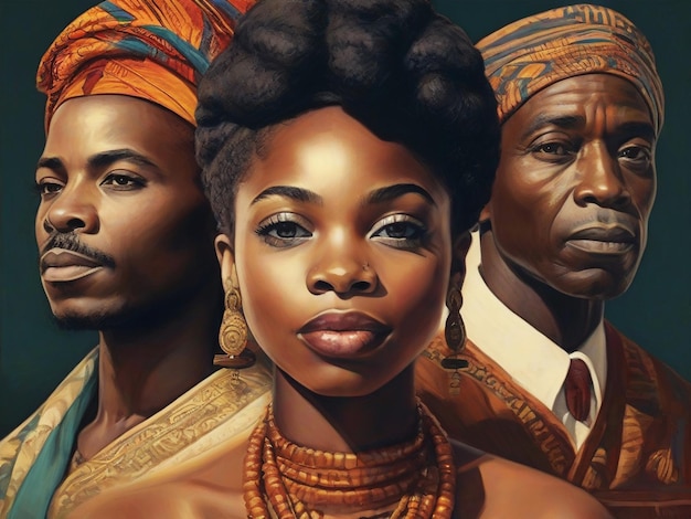 黒人歴史月のための抽象的なパステル絵画