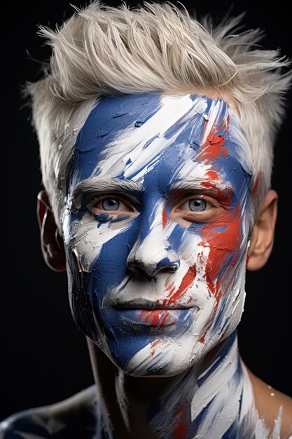 Abstract Patriotic Face Paint Portrait