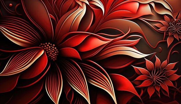 Abstract patroon met rode bloemen