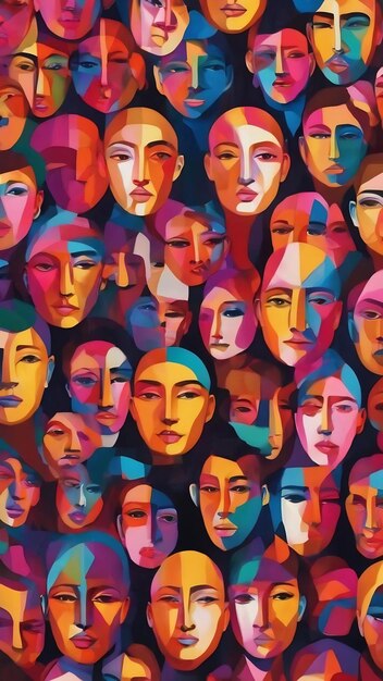 Abstract pattern background with human faces