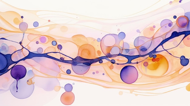 Abstract pattern brush strokes bubbles and stripes watercolor background