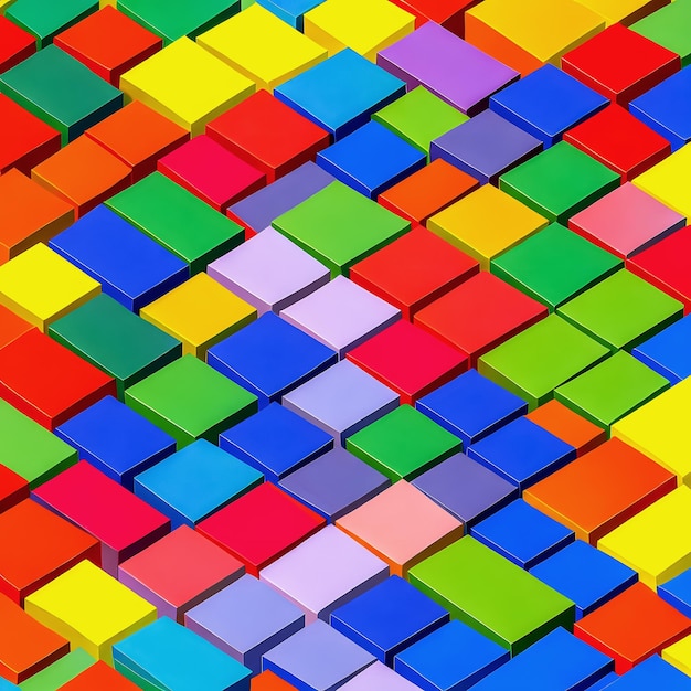 Abstract pattern of colored plastic cubes