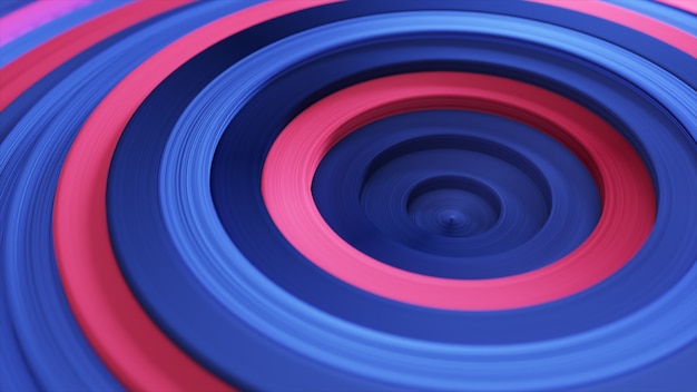 Abstract pattern of colorful circles with offset effect. Red blue rings.