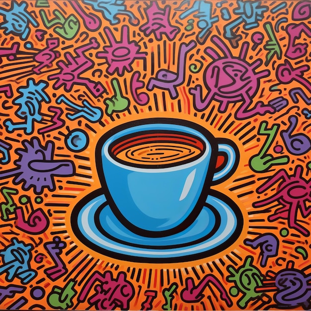 Foto modello astratto di oggetti colorati caffè fuoriuscita bella immagine illustrazione generative ai