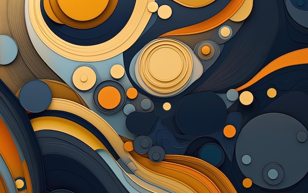 abstract pattern design with a golden yellow strand in between circles