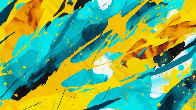 Abstract pattern features bold contrasting colors in sunshine yellow and turquoise creating a dynamic and energetic visual experience perfect for adding a touch of nostalgia and playfulness