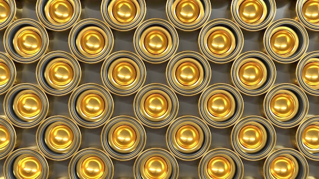 abstract pattern of golden shapes 3d render