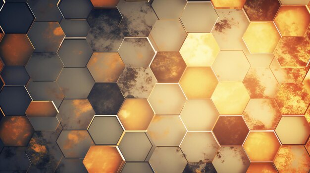 an abstract pattern of hexagonal polygons with abstract light