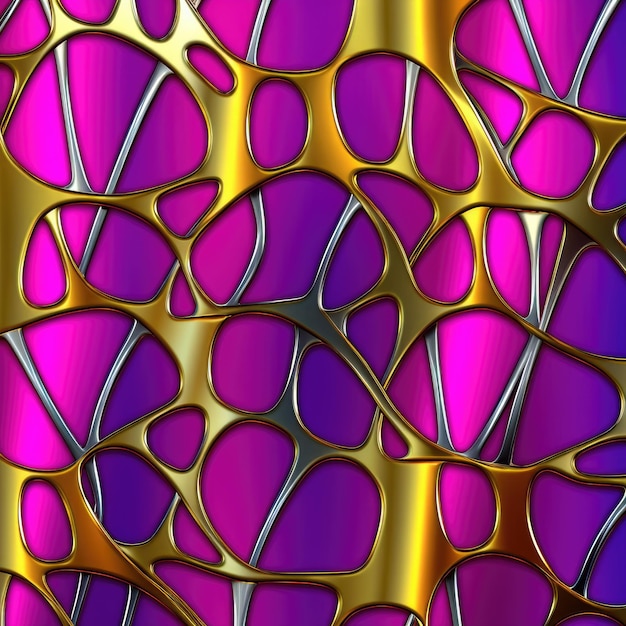 紫色の背景を持つ抽象的なパターン絵画幾何学的なリボン