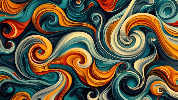 an abstract pattern of swirling colorful shapes with a 3d effect